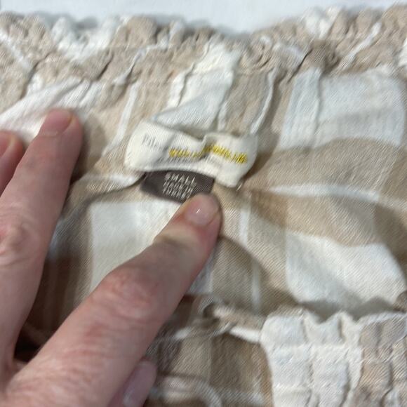 Pilcro By Anthropologie Bette Plaid Babydoll Blouse Cotton Linen Size small - Picture 5 of 16